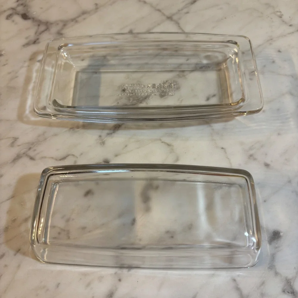 Vintage Pyrex Clear Glass Butter Dish with Lid 72-B Corning NY USA Kitchenware